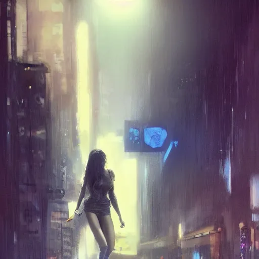 Image similar to bella thorne and megan fox, hyperrealistic full figure, bladerunner street, art of elysium by jeremy mann and frank frazetta, fantasy art, photo realistic, dynamic lighting, artstation, full figure poster, volumetric lighting, very detailed face, 4 k, award winning