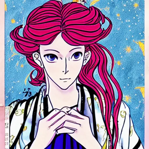 Prompt: Tilda Swinton in a shojo manga by Naoko Takeuchi