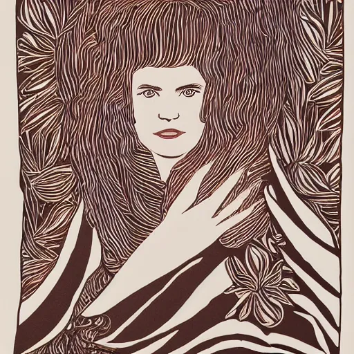 Image similar to beautiful portrait of a woman, papercuts in blanket, highly detailed