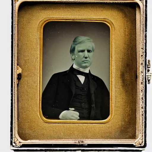 Prompt: A daguerreotype photo of Donald Trump