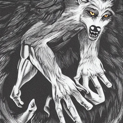 Image similar to a werewolf extending out his hand