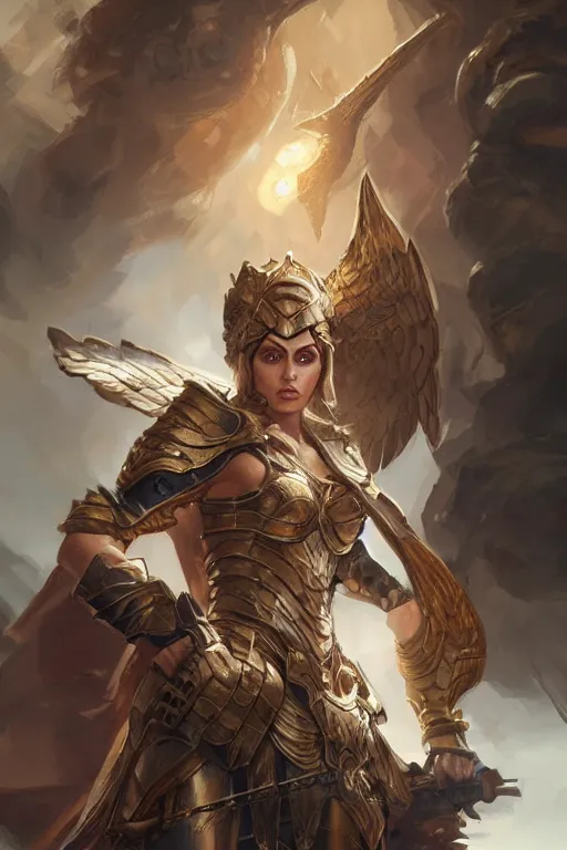 Image similar to amazon valkyrie athena, d & d, fantasy, portrait, highly detailed, headshot, digital painting, trending on artstation, concept art, sharp focus, illustration, art by artgerm and greg rutkowski and magali villeneuve