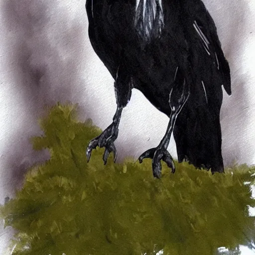 Prompt: painting of a raven by the blair witch project | horror themed | creepy