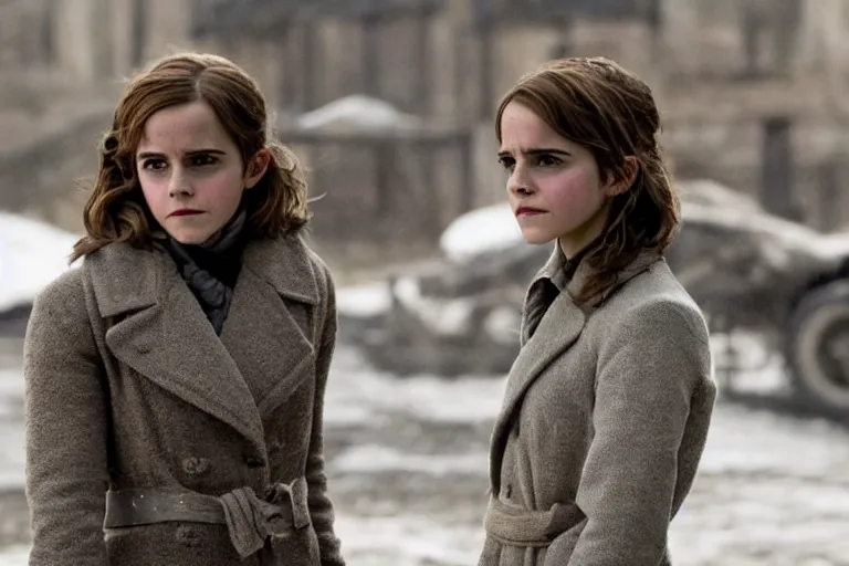 Image similar to emma watson, movie still, sharp focus, cinematic Christopher nolan film