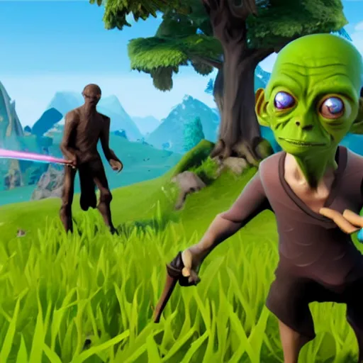 Prompt: Gollum fortnite battle royale