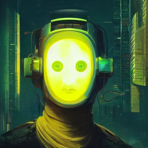 Prompt: artwork of a tv - headed man with a tv on his head, cyberpunk style, yellow scene color, concept art, super detailed, 4 k hd, trending on artstation, digital painted, low contrast, made by greg rutkowski and viktoria gavrilenko