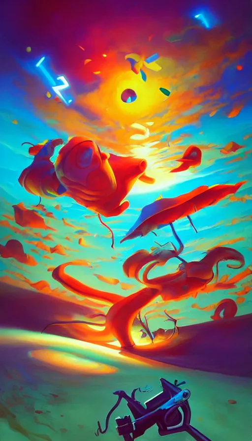 Prompt: psytrance artwork, by rhads