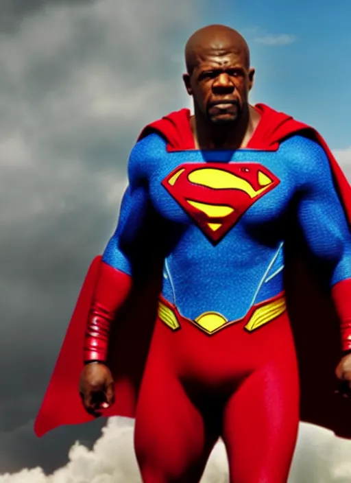 Image similar to film still of Terry Crews as Superman in Superman, 4k