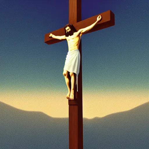 Image similar to jesus christ on the cross by beeple