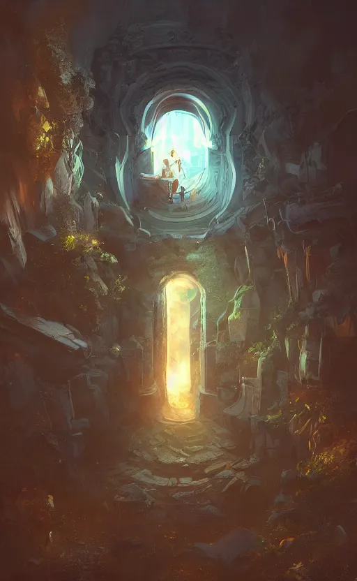 Image similar to a portal to another dimension, dynamic lighting, photorealistic fantasy concept art, trending on art station, stunning visuals, creative, cinematic, ultra detailed