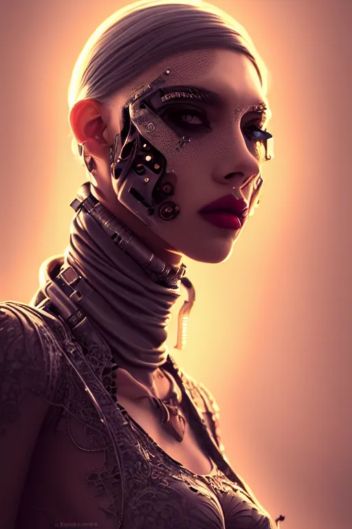 Image similar to soft lustrous ebony ivory biotech raver gutter punk gothic cyborg, golden ratio, details, scifi, fantasy, cyberpunk, intricate, decadent, highly detailed, digital painting, octane render, artstation, concept art, smooth, sharp focus, illustration, art by artgerm, loish, wlop