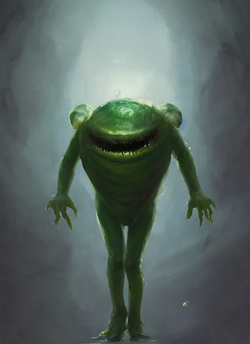 Image similar to portrait of cute innocent green noise an amorphous blob, slimy alien creature with adorable uwu eyes, it has several human arms out stretched to grab me. painted by greg rutkowski, wlop,,