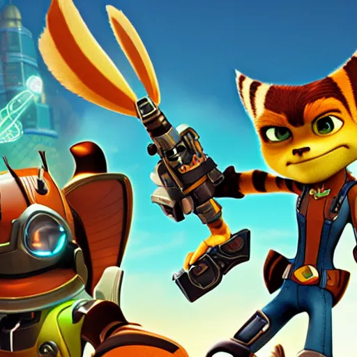 Prompt: ratchet and clank rift apart