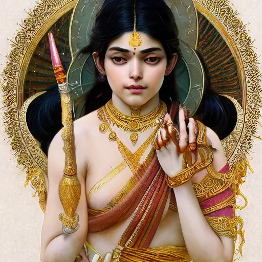 Image similar to ultra realistic illustration, ramamayana ram, intricate, elegant, highly detailed, digital painting, artstation, concept art, smooth, sharp focus, illustration, art by artgerm and greg rutkowski and alphonse mucha