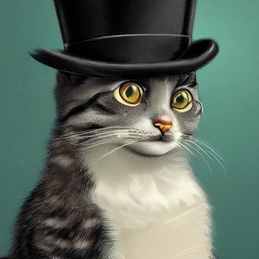 Image similar to A cat with wearing a top hat, stunning visuals, ultra detailed, dynamic lighting, trending on art station, concept art,
