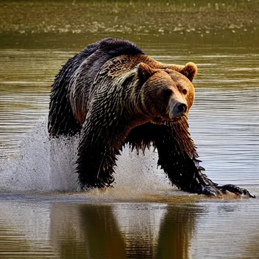 Image similar to half crocodile, half grizzly bear