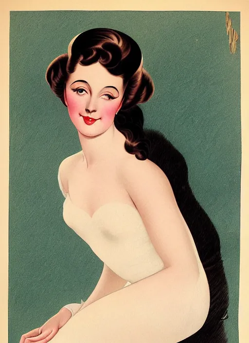 Prompt: a portrait of a pretty young lady by alberto vargas