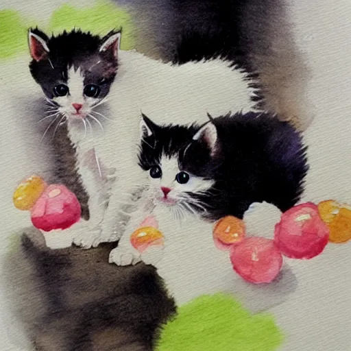 Image similar to cute kittens, watercolor