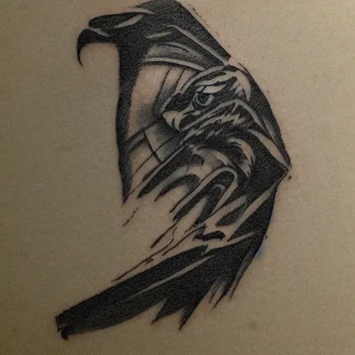 Prompt: tattoo sample on paper stencil. pencil sketch, hawk