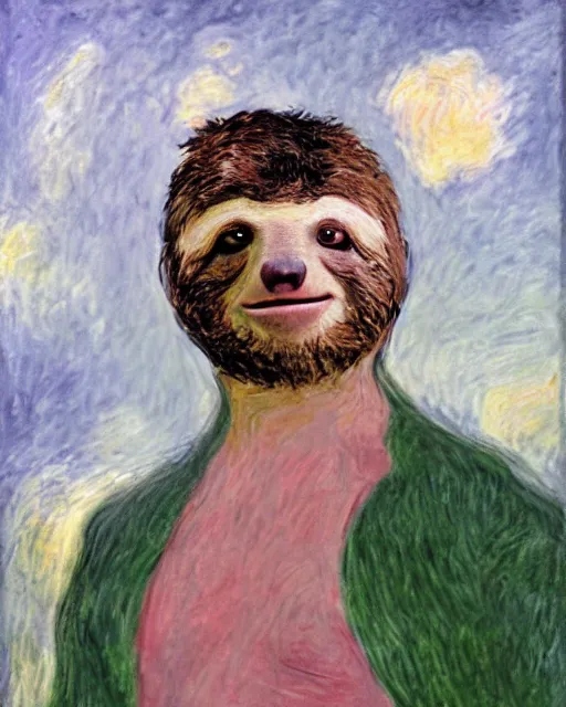 Image similar to Sloth from the Goonies in the style of Claude Monet