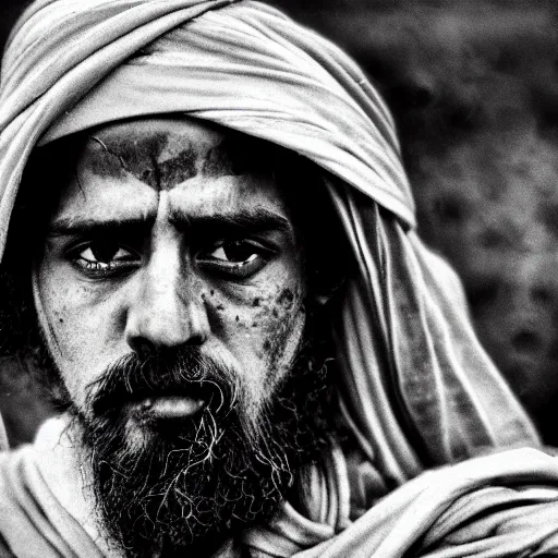 Image similar to vince mahon as a member of the taliban, war photo, close up, gritty, award winning photo, 8 k extreme detail, sharp focus,