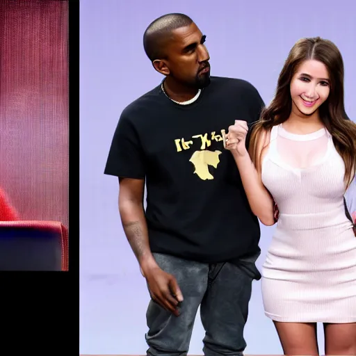 Image similar to pokimane and kanye west