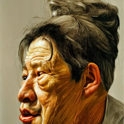 Image similar to high quality high detail painting by lucian freud, hd, chineese portrait, dramatic lighting