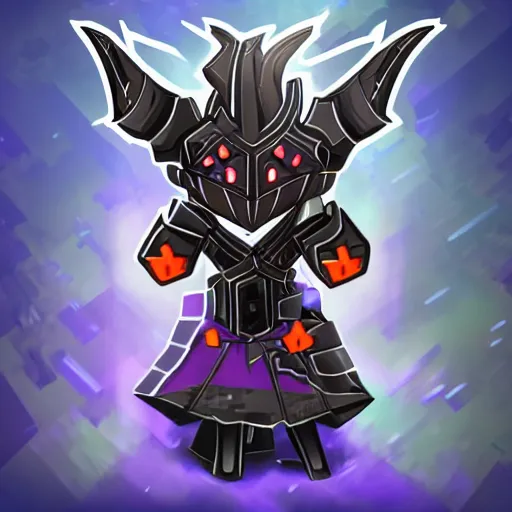 Image similar to black knight with horns, shooting beam of flowers from chest, minecraft style