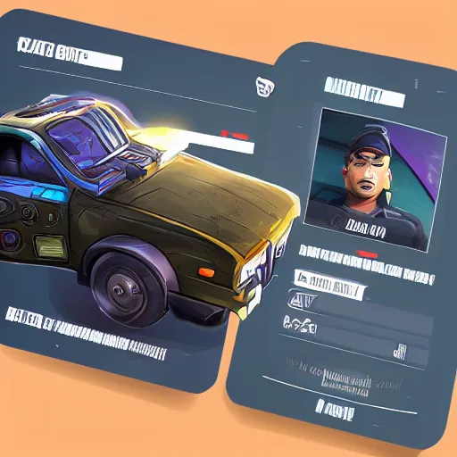 Image similar to car engine, car parts concept, card, comic page, realistic fortnite, ui card