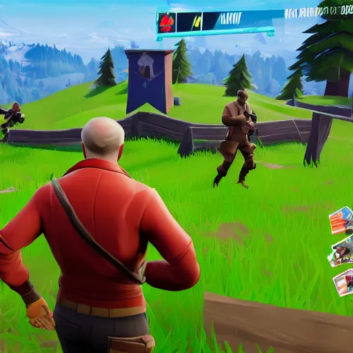 Image similar to vladimir putin as fortnite character, gameplay screenshot