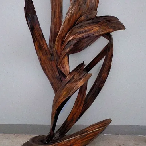 Prompt: A sculpture made from wood and metal -4