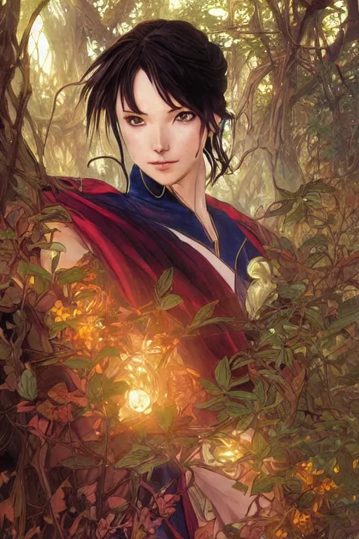 Prompt: anime key visual of a beautiful young female doctor strange intricate, magical forest, stunning, highly detailed, digital painting, artstation, smooth, hard focus, illustration, art by artgerm and greg rutkowski and alphonse mucha