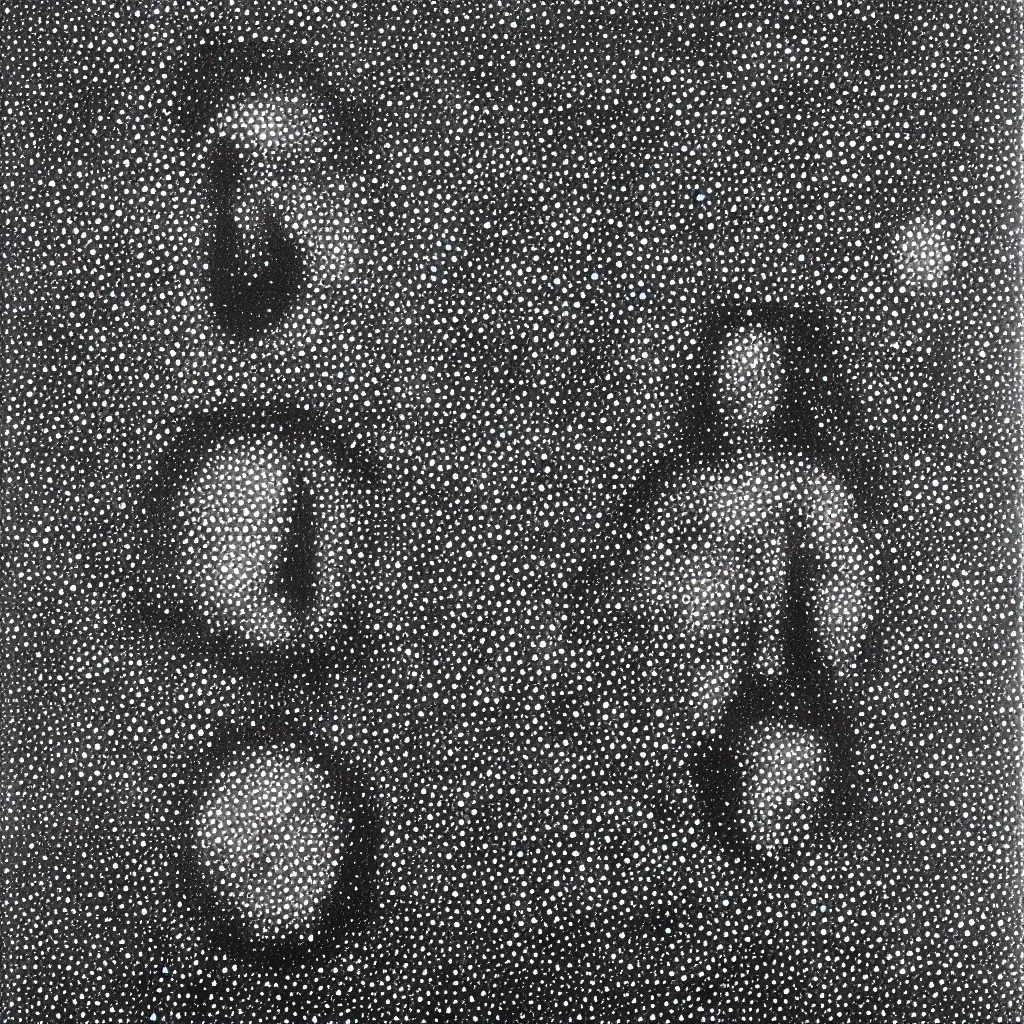 Image similar to face made out of planet, faceless people dark, dots, drip, stipple, pointillism, technical, abstract, minimal, style of francis bacon, asymmetry, pulled apart, cloak, hooded figure