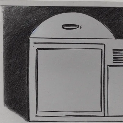 Prompt: 1 9 4 0 s sketch of an icebox