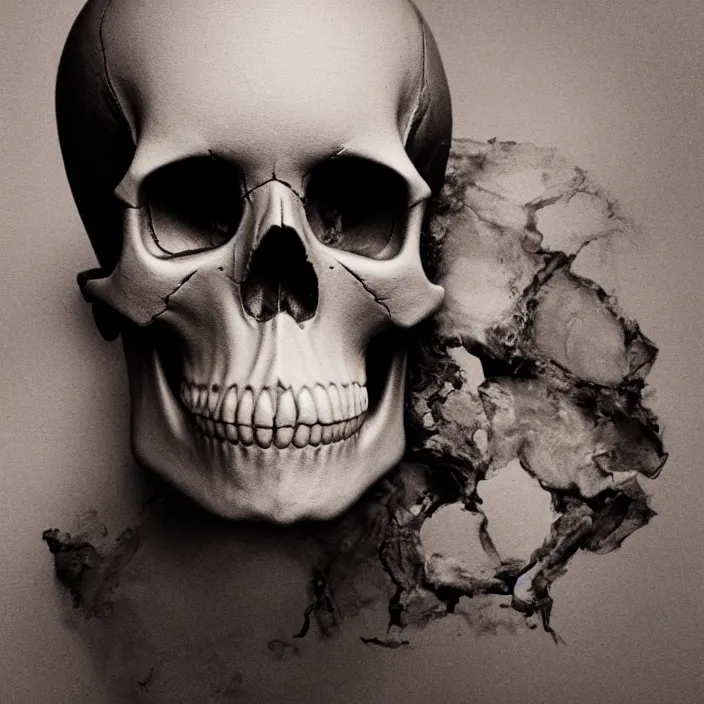 Image similar to hq studio portrait of a kissing skull