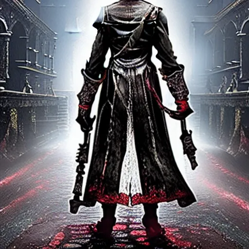 Prompt: A still image from the new Netflix live action adaptation 'Bloodborne' featuring a spooky soda machine