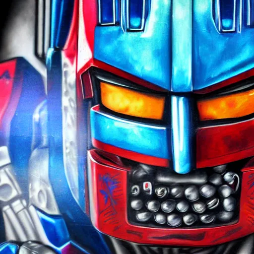 Image similar to Graffiti art of Optimus prime, 4k, digital photograph