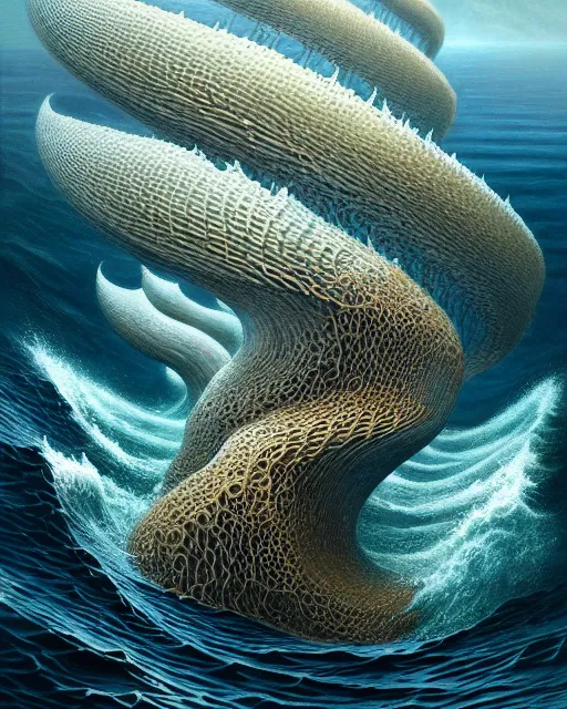 Prompt: a hyper - detailed 3 d render of aquatic animals of the cresting waves, surrealism!!!!! surreal concept art, lifelike, photorealistic, digital painting, aesthetic, smooth, sharp focus, artstation hd, by greg rutkowski, klimt and nixeu and ian sprigger and wlop and krenz cushart,