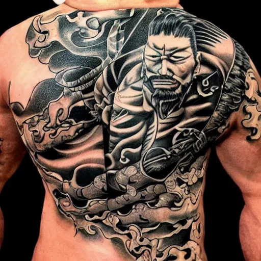 Hiroyuki Sanada as a muscular yakuza with dragon