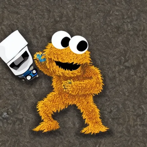 Image similar to cookie monster, dashcam - footage, serial killer