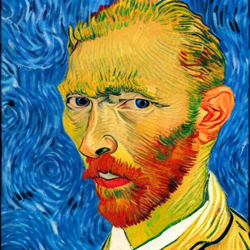 Prompt: portrait of a 29-year-old man with tan skin ,van Gogh style