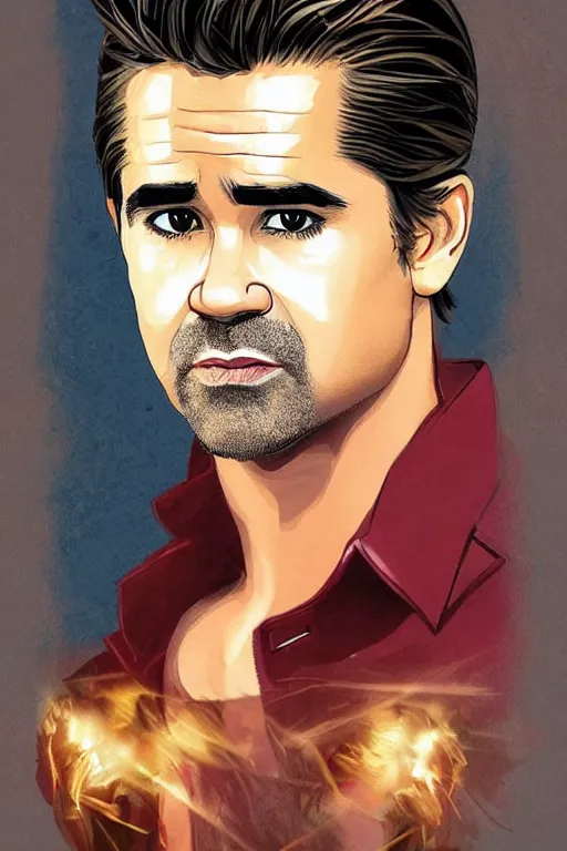 Image similar to Colin Farrell as Gambit In the style of Serge Marshennikov