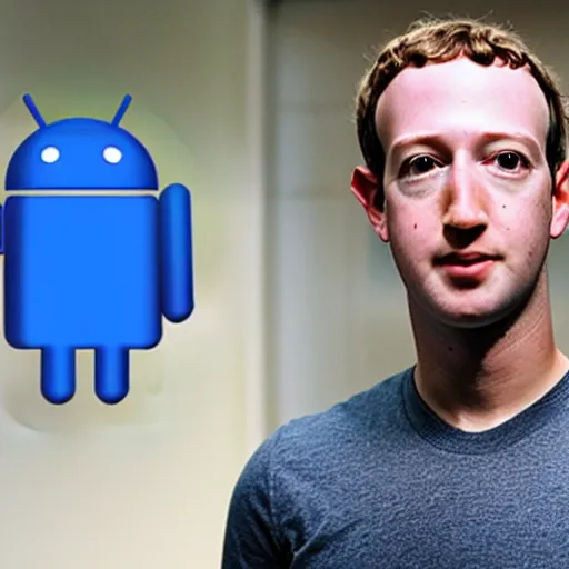 Image similar to an android looking like mark zuckerberg, chrome