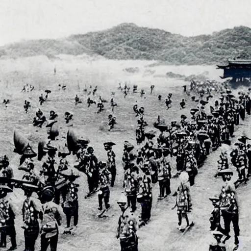 Prompt: japanese invasion of taepei, historical photo, realistic