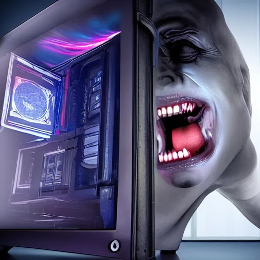 Image similar to a demon living inside a computer case