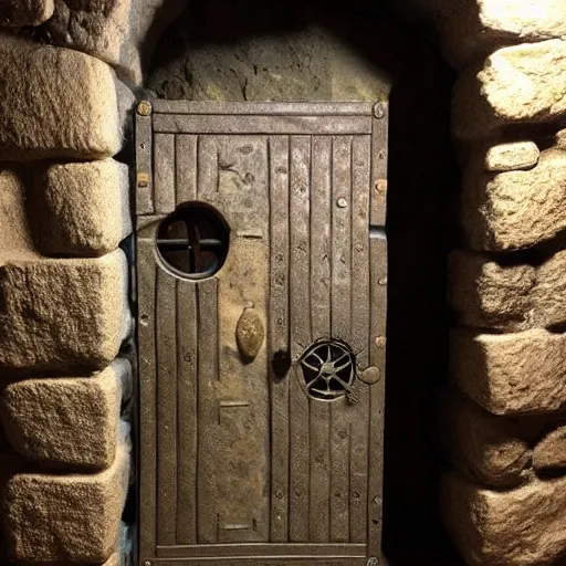 Image similar to concealed door in a dungeon wall, d & d, photo