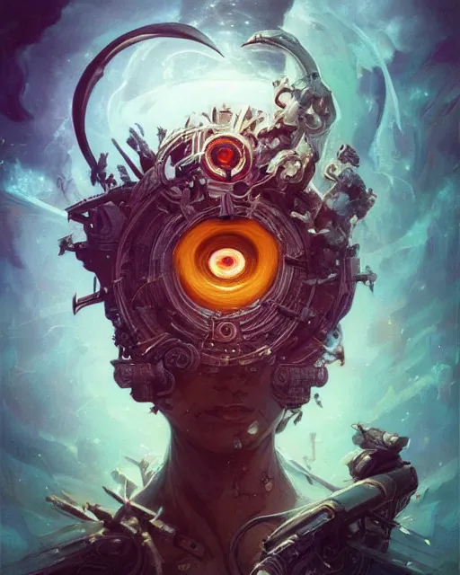 Image similar to visions in nightmares, the all seeing eye in the forehead of reality, a fire of a million guns, the mother of a millions sounds, god emperor of civilization illustration trending on artstation, anime. by peter mohrbacher and artgerm and greg rutkowski and studio trigger and ilya kuvshinov. high quality, stunning, intricate detailed character. 8 k