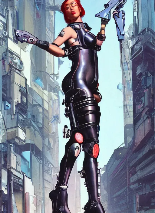 Image similar to cyberpunk goddess of ai in tactical harness and jumpsuit. portrait by stonehouse and mœbius and will eisner and gil elvgren and pixar. realistic proportions. dystopian. cyberpunk 2 0 7 7, apex, blade runner 2 0 4 9 concept art. cel shading. attractive face. thick lines.