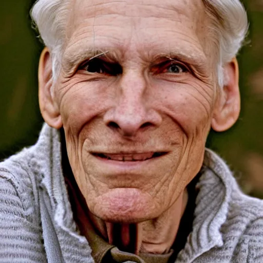 Image similar to A photograph of old Jerma985 in his eighties who looks like Jerma985 wearing a sweater in the 2010s, Jerma985, looks like Jerma985, taken in the late 2010s, taken on a 2010s Camera, realistic, hyperrealistic, very realistic, highly detailed, very detailed, extremely detailed, detailed, digital art, trending on artstation, headshot and bodyshot, detailed face, very detailed face