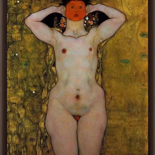 Image similar to goddess of transcendential consciousness, egon schiele, gustav klimt